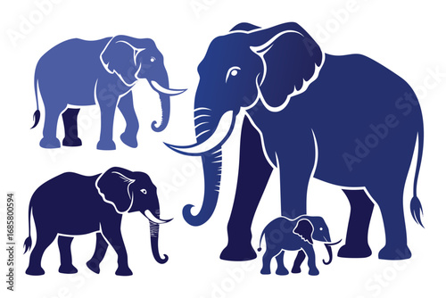 Diverse group of elephants in various sizes showcasing their majestic presence in nature