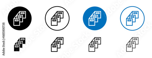 Cubicle icons set in black and blue colors on white background