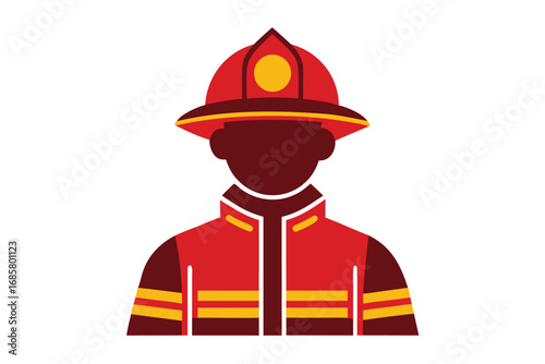 Firefighter in uniform stands ready for action at emergency service station during daytime