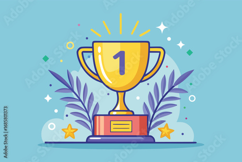 Colorful trophy design symbolizing victory and achievement for a competition or award