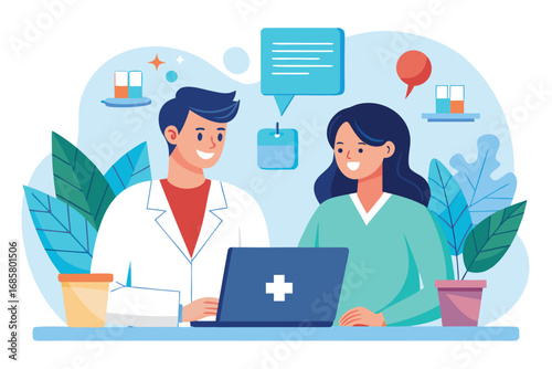 Health consultation between a doctor and a patient in a bright, modern clinic setting