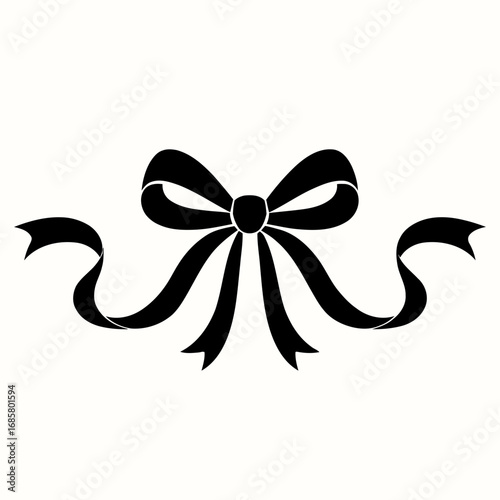 Vector art of simple black bow with flowing ribbons, a versatile decoration for various occasions and designs