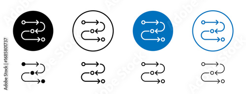 Methodology icons set in black and blue colors on white background