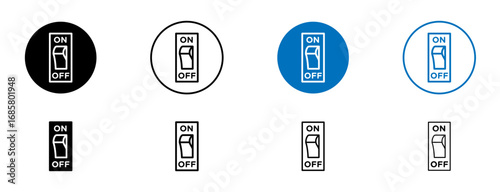 Electric switch icons set in black and blue colors on white background