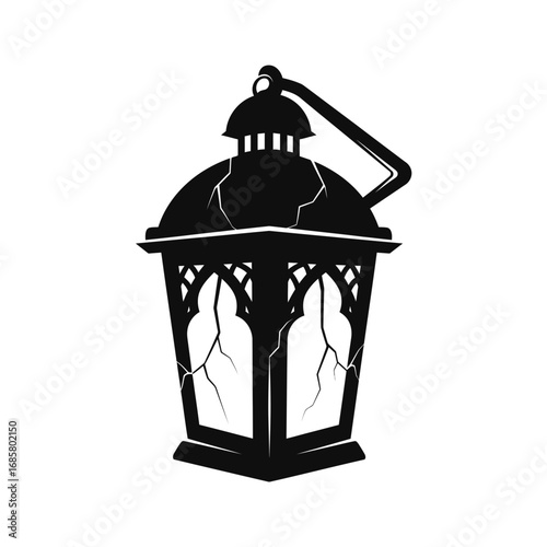 Vector art of black vintage lantern, a decorative and atmospheric lighting fixture
