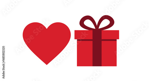 Minimalist love and gift icon with heart and present design