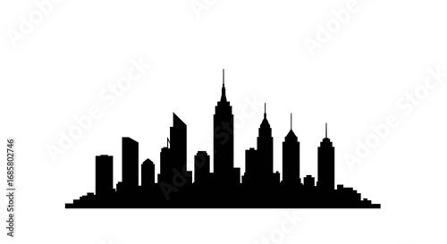 Urban silhouette of city skyline with iconic buildings