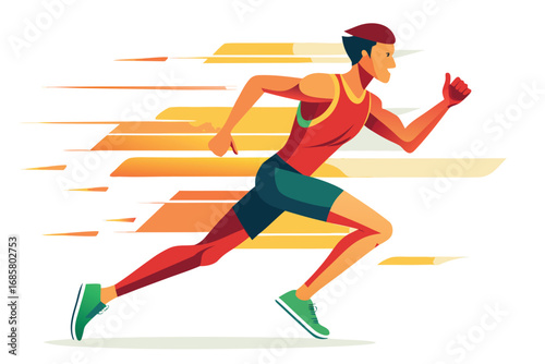 Runner in motion during a vibrant sprint training session outdoors