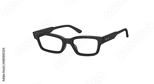 Classic black eyeglasses isometric design isolated on white