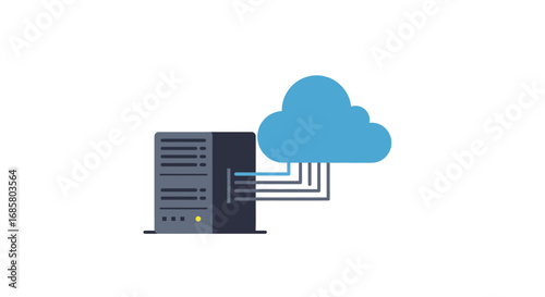 Cloud computing concept with server and network connections in flat design