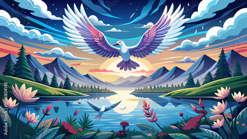 High above the horizon, migrating flocks move together, painting patterns of unity. Their silhouettes cross the golden light, echoing timeless stories of travel, endurance, and the beauty of freedom.