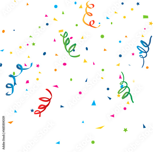 Festive celebration background with colorful streamers and confetti for joyful events transparent background