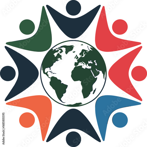 Global Community Unity and Diversity Around the World Vector Graphic