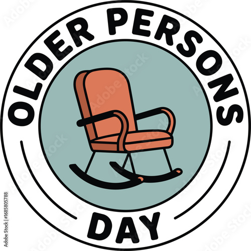 Older Persons Day Rocking Chair Illustration on Transparent Backdrop