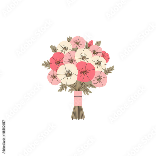 Elegant Pink and White Wedding Bouquet Illustration