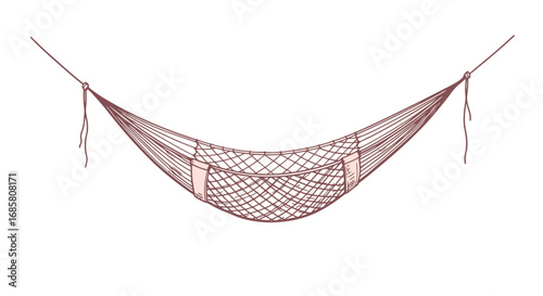 Minimalist linear hammock design in soft brown tones for relaxation themes