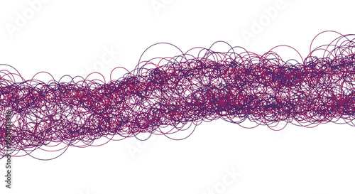 Abstract linear wave of interconnected circles on white background