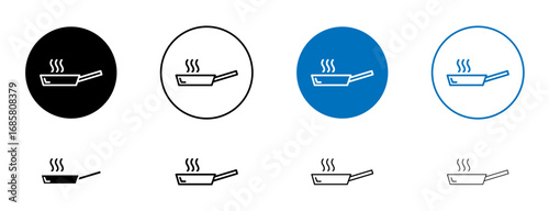 wok icons set in black and blue colors on white background