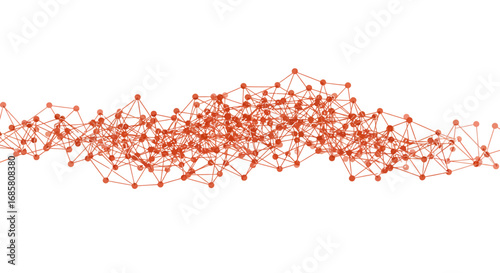Abstract geometric network of interconnected nodes with orange lines