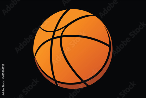 Basketball ball illustration featuring distinct lines and vibrant orange color