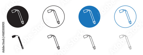 car wheel brace icons set in black and blue colors on white background