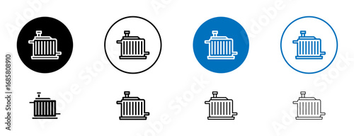 car radiator icons set in black and blue colors on white background