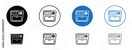 car glove compartment icons set in black and blue colors on white background