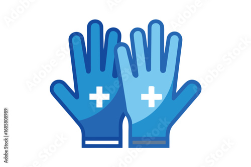 Hands in blue gloves, symbolizing safety and hygiene in healthcare settings