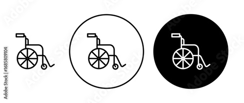 Wheelchair icons set in black and blue colors on white background