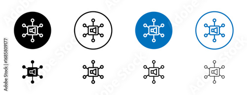 Viral icons set in black and blue colors on white background