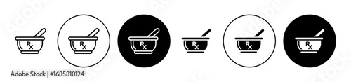 RX icons set in black and blue colors on white background