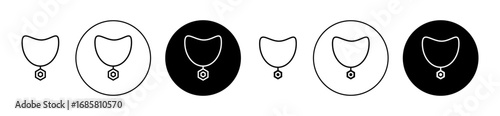 Necklace icons set in black and blue colors on white background