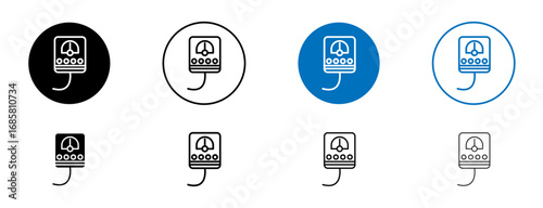 Meter icons set in black and blue colors on white background