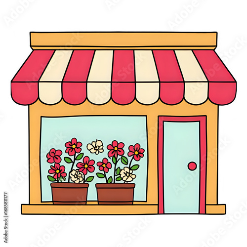Charming Flower Shop Illustration: Perfect for Business Branding & Website Design