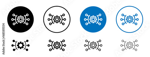 Function icons set in black and blue colors on white background