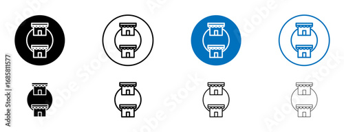 Franchise icons set in black and blue colors on white background