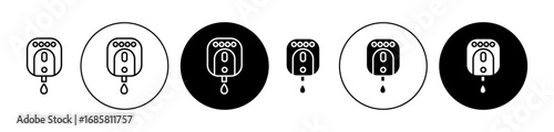 Electrical soap box icons set in black and blue colors on white background