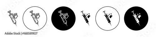 animal injection icons set in black and blue colors on white background