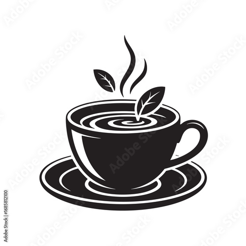 Aromatic Herbal Infusion Cup of Tea with Fresh Mint Leaves Illustration