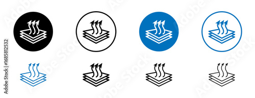 Breathable leather icons set in black and blue colors on white background