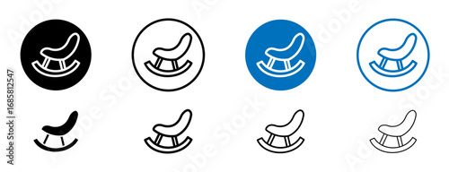 Bouncy seat icons set in black and blue colors on white background