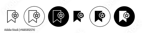 Bookmark star icons set in black and blue colors on white background