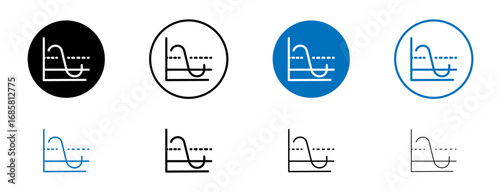 Average icons set in black and blue colors on white background