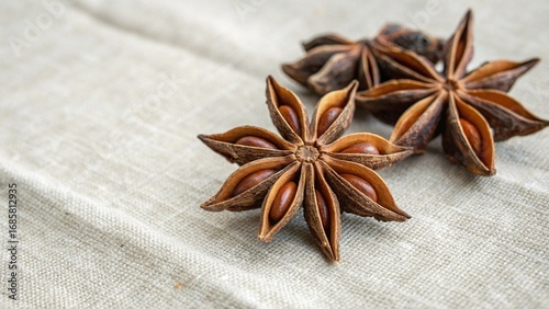 Canvastavla star anise on a wooden background