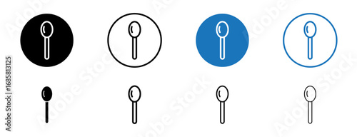 Spoon icons set in black and blue colors on white background