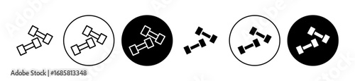 Dumbbell pair icons set in black and blue colors on white background