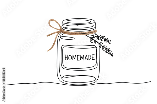 Continuous One-Line Vector Drawing of a Glass Jar with Flowers for Decoration. Editable Stroke.