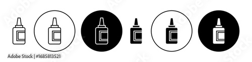 Nasal spray bottle icons set in black and blue colors on white background