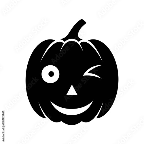 Vector art of silhouette of a winking pumpkin, perfect for halloween invitations and playful designs