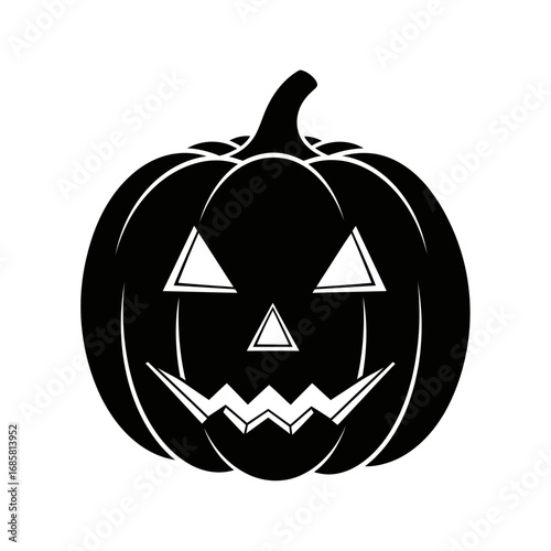 Vector art of classic black pumpkin with triangle eyes, a traditional symbol of halloween, perfect for festive decorations